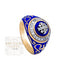 14K Gold With Diamonds and Blue Enamel Jerusdalem Cross Ring